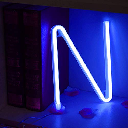 Azul Letreros de neón Luz nocturna Luces LED de marquesina Arte de neón Luces decorativas Decoración de pared para niños Habitación para bebés Decoración de banquete de boda de Navidad (N)