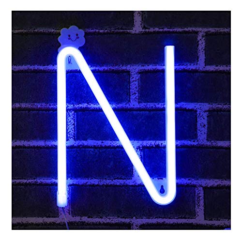 Azul Letreros de neón Luz nocturna Luces LED de marquesina Arte de neón Luces decorativas Decoración de pared para niños Habitación para bebés Decoración de banquete de boda de Navidad (N)