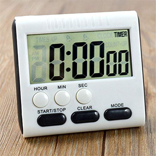 AZX Temporizador Digital de Cocina, LCD Pantalla Grande Temporizador,24 Horas Temporizador de Reloj con Alarma Sonora,Soporte retráctil y Respaldo magnético