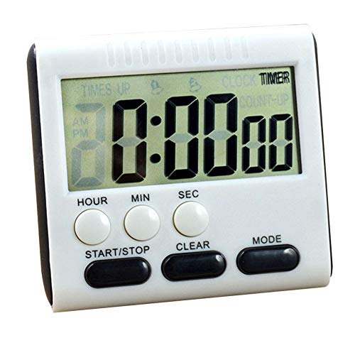 AZX Temporizador Digital de Cocina, LCD Pantalla Grande Temporizador,24 Horas Temporizador de Reloj con Alarma Sonora,Soporte retráctil y Respaldo magnético