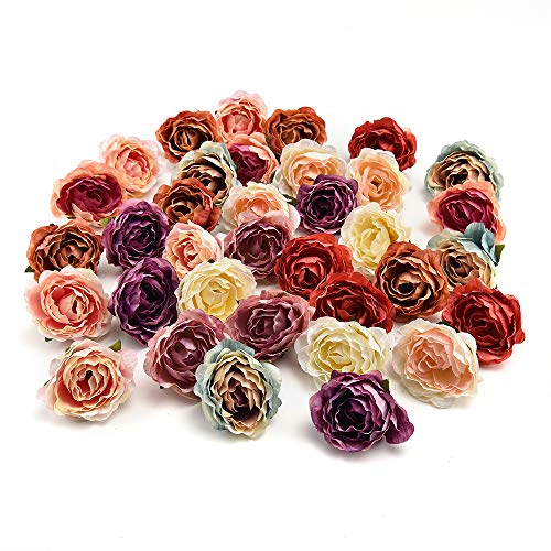 AzXU flores de seda a granel al por mayor al por mayor flores de cerezo de seda, pequeñas rosas artificiales, corona de amapola, decoración de boda, álbum de recortes, lote de 4 cm