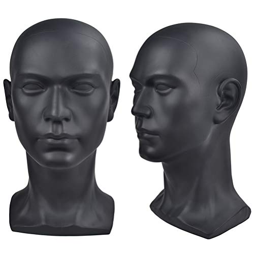 Ba Sha - Cabeza de maniquí masculino profesional para exposición, auriculares, consola de juegos, sombreros, pelucas