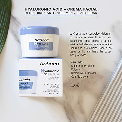 Babaria Hyaluronic Acid Crema Facial Ultrahidratante, 125 ml, Pack de 1