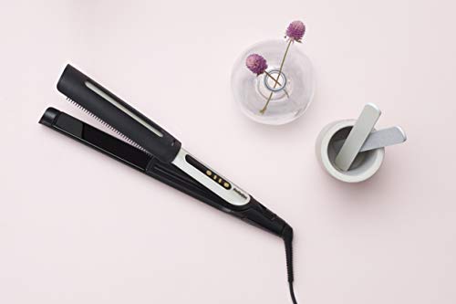 BaByliss ST455E Plancha de pelo Sensitive Edición Especial White&Gold, placas con cerámica negra anodizadas, 3 veces más suaves y duraderas, protección reforzada, iónica, 6 ajustes de 140º C-235º C