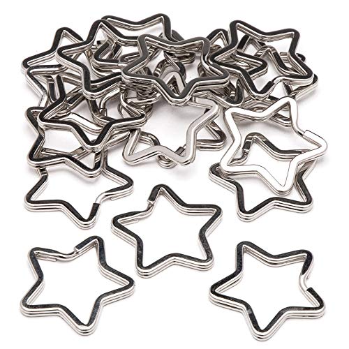 Baker Ross- Anillas metálicas con forma de estrella (Pack de 20) Anillas de metal perfectas para colgar en llaveros