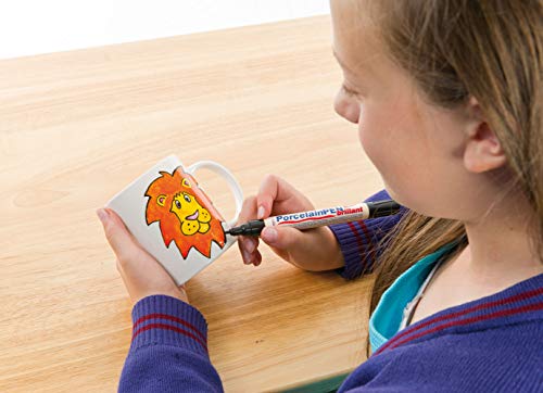 Baker Ross Ec1121- Diseña tus Propias Tazas grandes de Porcelana Blanca (Pack de 4) para que los Niños Decoren, Manualidades