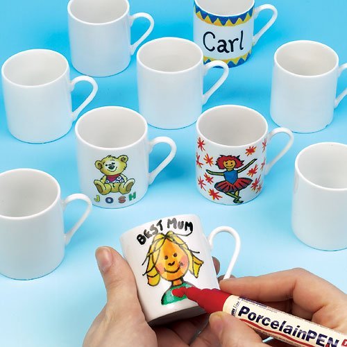 Baker Ross Mini tazas de porcelana Baker Ross (caja de 6) para decorar, personalizar y regalar a los niños