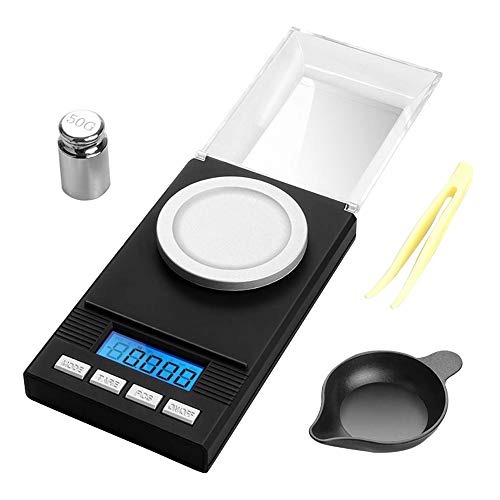 Balanza de Joyería 0.001g x 50g Precisa Negro Báscula de Bolsillo para Polvo Medicación Diamantes Oro Monedas Portátil Báscula Digital