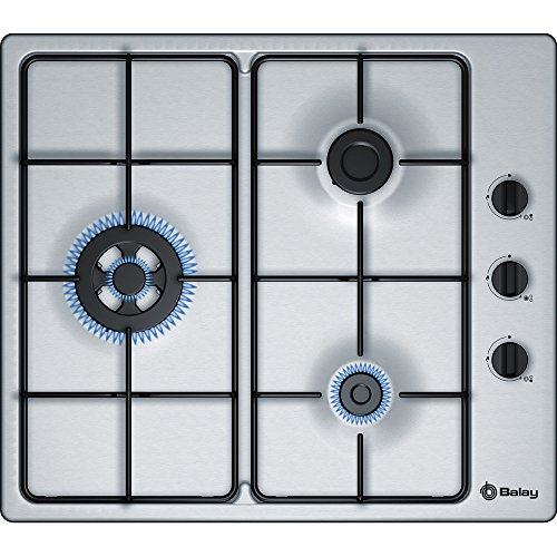 Balay 3ETX463MB Integrado Encimera de gas Plata hobs - Placa (Integrado, Encimera de gas, Plata, 1000 W, 1700 W, 3300 W)