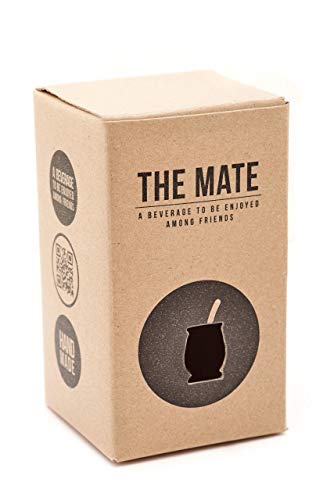 BALIBETOV Mate Argentino - Set de Mate de Vidrio Forrado en Cuero - Alternativa Mate de Calabaza - con Bombilla (Sorbete) para Yerba Mate. (Negro)