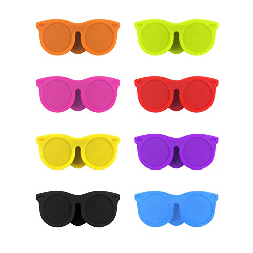 Balvi Marca Copas Sunny Color Colores marcadores de Copas En Forma de Gafas de Sol de 8 Colores Diferentes Identificador de Copas Silicona Originales Silicona 2,2x3,5x0,8