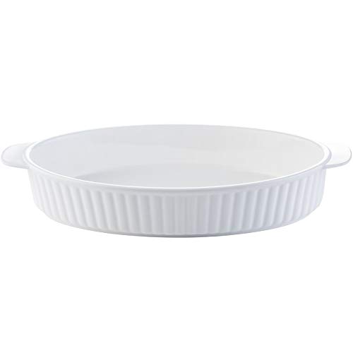Bandeja de hornear 2 Piezas nórdica estilo oval Hornear tazón Bandeja de horno de cerámica arroz cocido al horno color sólido de rayas de vajilla vajilla con mango Bandeja para hornear esmaltada