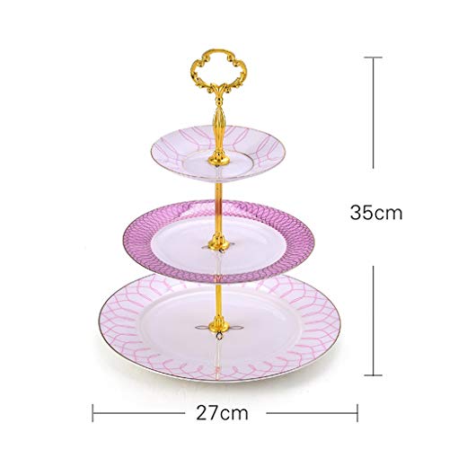 Bandejas para tartas Portatartas 2/3 Nivel de porcelana soporte de la torta de cerámica Postre Cupcake Stand cumpleaños de la boda de pastelería Bandeja for servir Plato estallido de la torta soporte