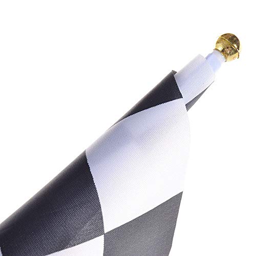 Bandera de Carreras a Cuadros, 12 Piezas Banderas de Mano a Cuadros en Blanco y Negro Carreras de Banderas de Poliéster con Barra de Plástico para Carreras de Motos, Bares, Discotecas (14 * 21 CM)