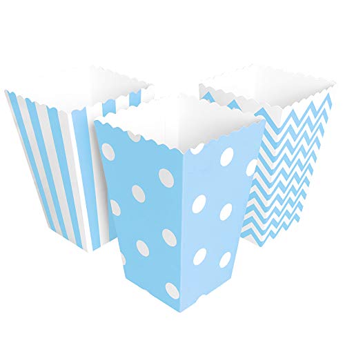 BangShou 60pcs Cajas de Palomitas Cartón Caramelo Contenedor Cine Pequeñas Cajas de Palomitas de Maíz 12 x 7.5cm (Azul)