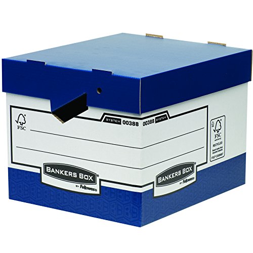 Bankers Box System - Contenedor de archivos automático con asas ergonómicas, azul