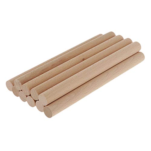 Baoblaze 10pcs Varilla Redonda de Madera, Palo de Madera para Decoración de Hogar, Manualidades DIY - 150x18mm
