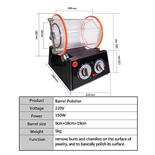 BAOSHISHAN - Pulidor Máquina de pulido de tambor rotativo máquina de pulido de joyería capacidad 5 kg 220 V