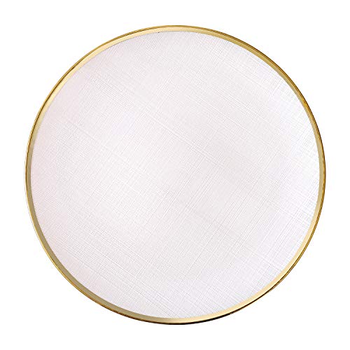 BaoWnylz Grandes Platos llanos, Paquete de 4, Placa de Plata-Diseño minimalista con borde dorado-vajillas para Navidad, bodas, decoración de fiestas (13 pulgadas)