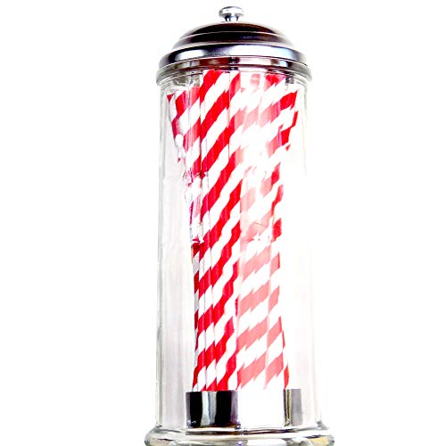 Bar Bespoke Classic - Dispensador de paja con 50 pajitas de papel, también un tarro desinfectante