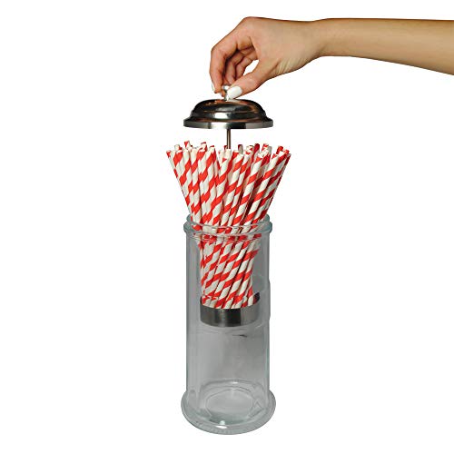 Bar Bespoke Classic - Dispensador de paja con 50 pajitas de papel, también un tarro desinfectante