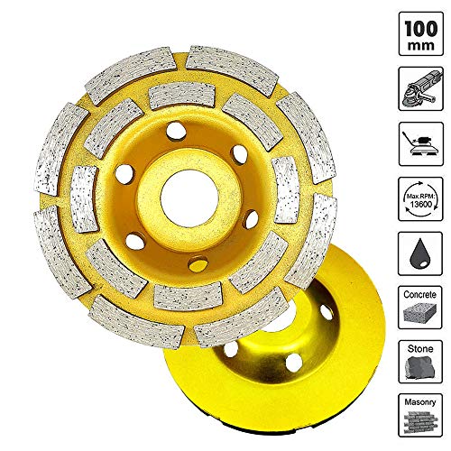 Bardland 100-2P Concreto Rectificado Rueda 4 Pulgadas Doble Fila Diamante Copa Rectificadora Ruedas Disco para Mampostería Concreto Piedra Granito Grinding