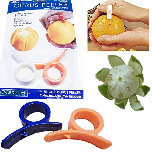 Bargain Big 2 x Cortador Pelador de Naranja Opener máquina de cortar de plástico Lemon Citrus Fruit Piel Remover