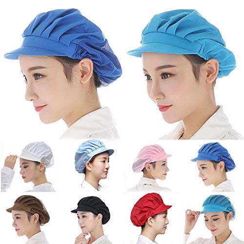 Barley33 Unisex Gorras de Visera de Malla elástica Taller Industrial Trabajo de protección Sombreros de Cocina Transpirables Cafe Bar Restaurante Hotel Chef Sombreros Uniformes
