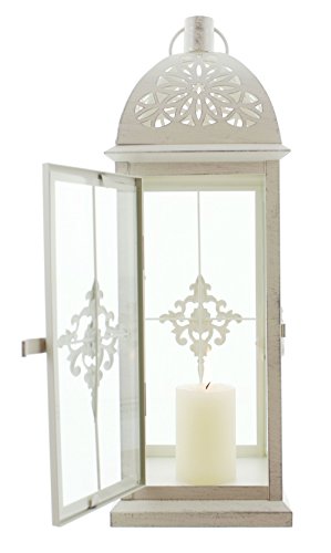 Baroque Style Metal Lantern, White