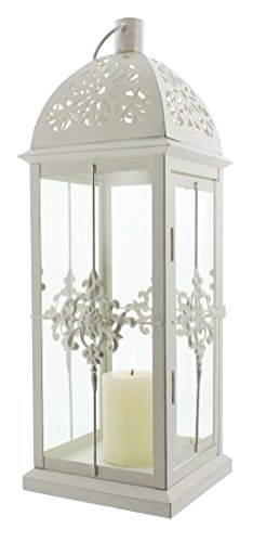 Baroque Style Metal Lantern, White