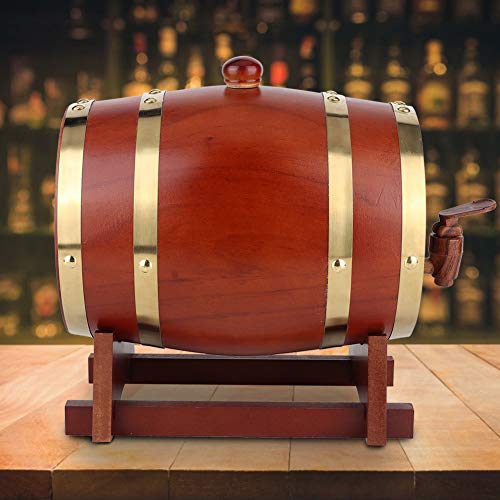 Barril de cerveza, barril de cerveza de madera de pino vintage de 3L Accesorios de elaboración de barriles de vino Equipo de elaboración casera, ampliamente utilizado en cerveza, vino tinto(marrón)