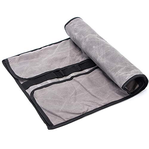 Bartender Kit Roll, Barman herramientas de trabajo bolsa de almacenamiento, organizador de herramientas de bar, Heavy Duty encerado lona Mixology Kits Roll Up gris