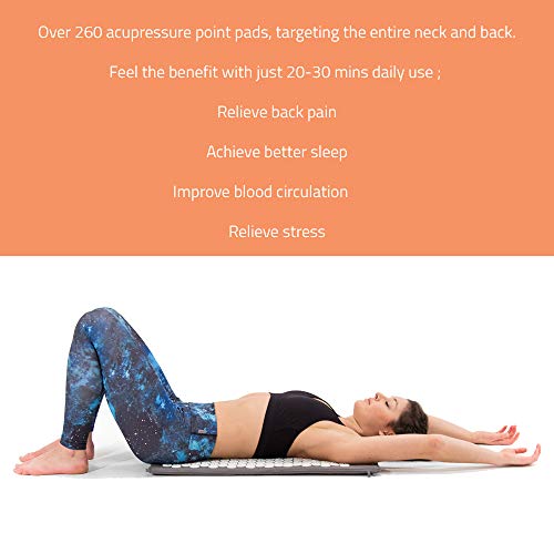 Base yoga Estera de acupresión y Almohada/acupuntura para masajes/Bienestar/relajación y liberación de tensión (Gris con Almohada)