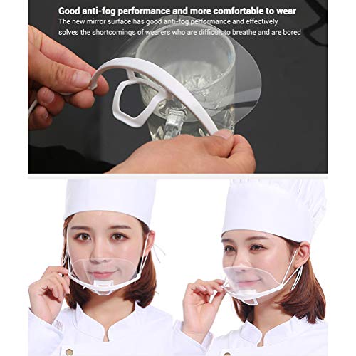 BASOYO 10 Piezas de mascarillas Transparentes para hostelería, protección bucal, Cubierta Protectora, plástico antivaho, Catering, Comida, Hotel, Cocina, Restaurante, Media Cara