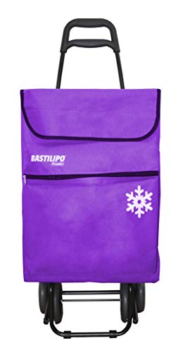Bastilipo Morado Julia Carro de la Compra de 4 Ruedas Plegables con Bolsa térmica, Lona, Capacidad 50 litros