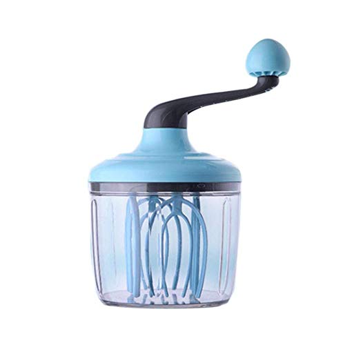 Batidor Mini Batidora De Mano Huevos Con Manivela Batidora De Huevos Manual De PláStico Batidora Cocina Con Caja-Azul Para La Cocina Hornear Pasteles Helado Batidor De Alimentos