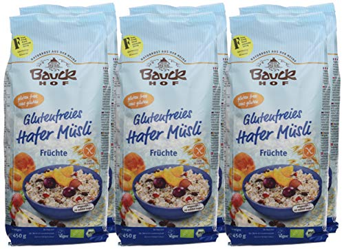BauckHof Muesli de Avena con frutas secas - 6 Paquetes de 450 gr - Total: 2700 gr