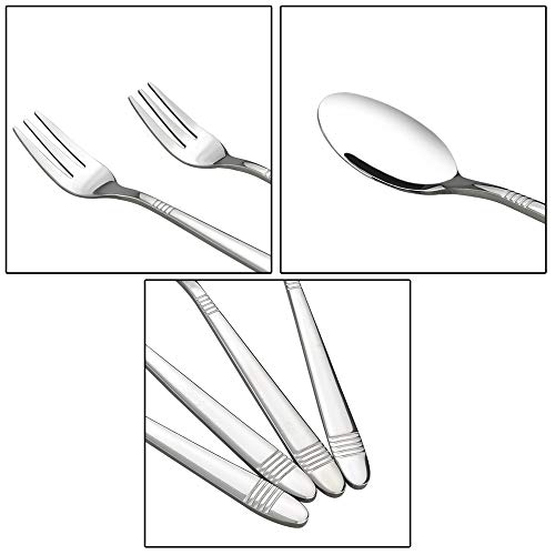 Bblie 6 Piezas Cuchara de té y 6 Piezas Tenedores de Postre Acero Inoxidable
