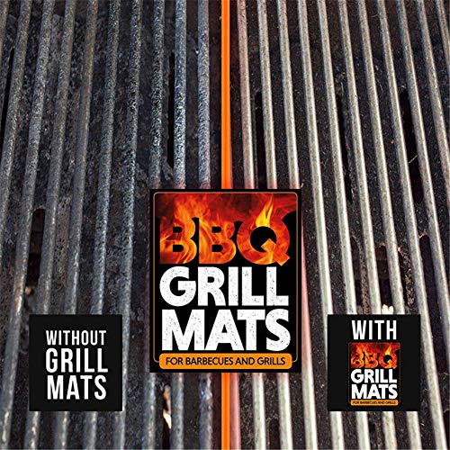 BBQ Grill Mat, High Temperature Teflon Oven Pad Fiberglass Grill Mat Oven Pad - Non-Stick Reusable (for Gas Grill, Charcoal, Electric Grill) (40 * 33 cm * 5 Paque,Negro)