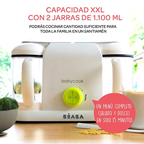 BÉABA - Babycook Duo, Robot de cocina 4 en 1, Néon