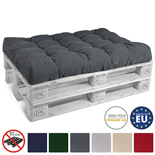Beautissu Cojín Palet, sofá-Palet y europalet Eco Style - Cojín de Asiento para europalet 120x80x15 cm - Color: Gris Grafito - Cojín: Asiento