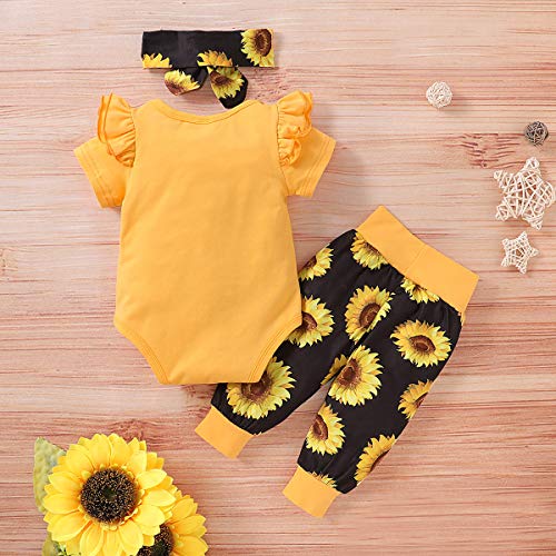 Bebé Niña Girasol Little Miss Sassy Pant Outfits Manga Corta Mameluco Diadema