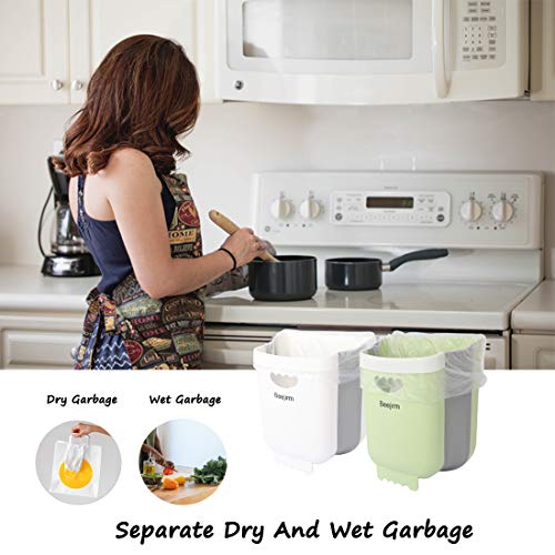 Beejirm Cubo de Basura Plegable Colgante para Cocina, Mini Papelera Cocina Bote Contenedor de Basura Plegable Pequeño de Plástico para Puerta de Gabinete Coche Dormitorio Alta Capacidad