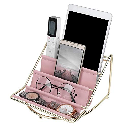 Belissy Multicapa Hierro Forjado Estante de Piel Clave de Control Remoto Caja de Almacenamiento cosmética Organizador de Escritorio