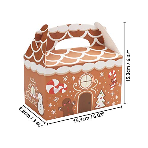 Belle Vous Caja para Regalo de Navidad (Pack de 24) 15,3x15,3x8,8 cm- Caja de Chuches Regalo en Forma de Casa con Asa - 3 Diseños, 8 Piezas C/U - Caja Navidad Autoensamblado, Dulces, Trufas, Galletas
