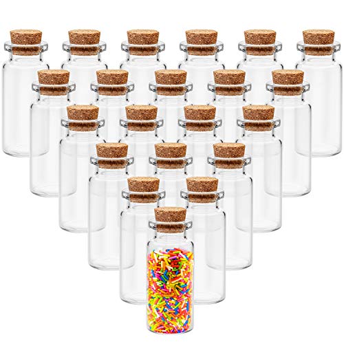 BELLE VOUS Mini Botellas de Vidrio con Tapón de Corcho (36 Piezas) - 20ml Tarro Vintage Transparente para Mensaje Deseo, Almacenar Accesorios Pequeños, Decor Boda Hogar y Fiesta, Micro Arte