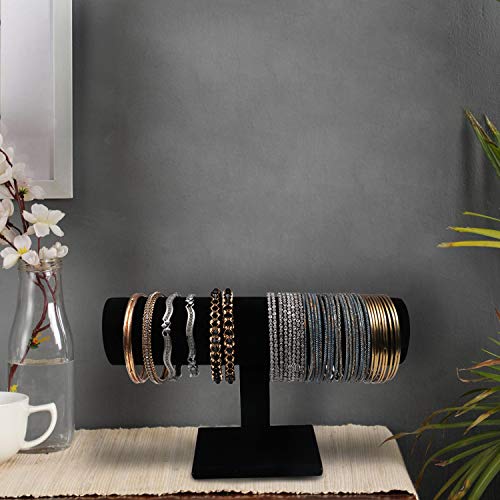 BELLE VOUS Organizador de Pulseras (2 Paquete) - 22,4x14cm Terciopelo Negro Soporte Joyas Barra T Exhibidor Organizador - Expositor de Joyas para Brazaletes y Relojes