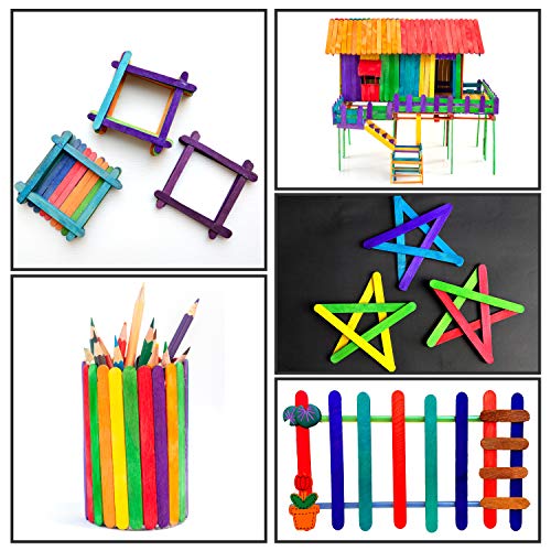 BELLE VOUS Palos de Helado (300 Piezas) - 11,4 x 1cm x 2mm Palos Madera Manualidades Coloridos - Palitos Helado Madera Abedul - Palos Polo para Arte, Bricolaje, Decoraciones, Etiquetas Plantas