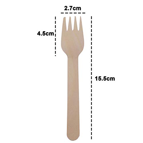BELLE VOUS Tenedores de Madera (200 Piezas) - Alternativa al Plástico - Cubiertos Set de para Fiestas, Bodas, Cenas, Picnics, Escuela - Tenedor Madera - Cubertería de Madera Set