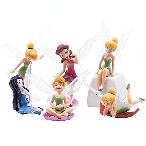 Bellupai 6 figuras miniaturas de hadas, hadas de jardín, hadas, colección de figuras de hadas, muñeco, decoración para cupcakes, decoración de jardín